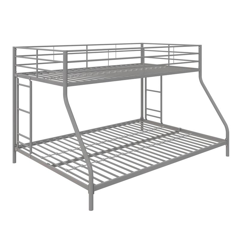 Pemberly Row Small Space Twin-Full Bunk Bed in Silver