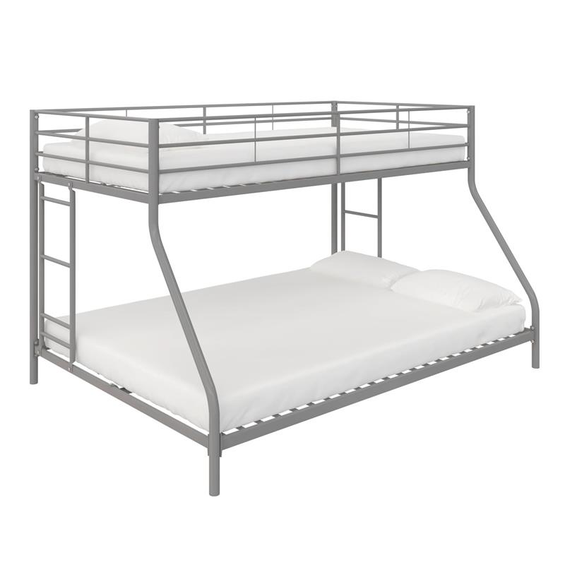 Pemberly Row Small Space Twin-Full Bunk Bed in Silver