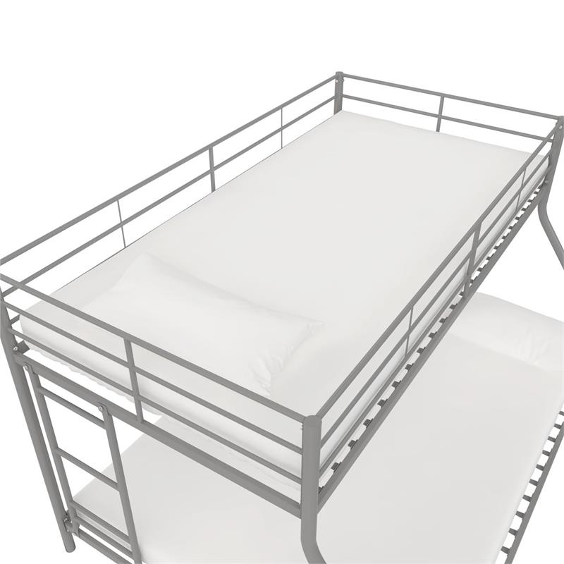 Pemberly Row Small Space Twin-Full Bunk Bed in Silver