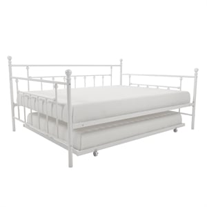 Pemberly Row Victorian Design Modern Metal Daybed and Trundle in White