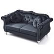 Pemberley Row Velvet Black Loveseat Tufted 68