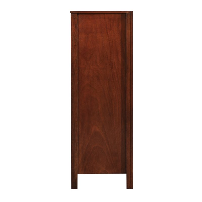 Pemberly Row Transitional 5-Drawer Solid Wood Bedroom Chest in Cherry