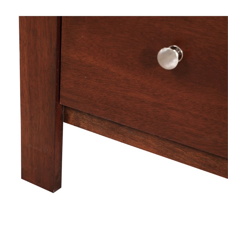 Pemberly Row Transitional 5-Drawer Solid Wood Bedroom Chest in Cherry