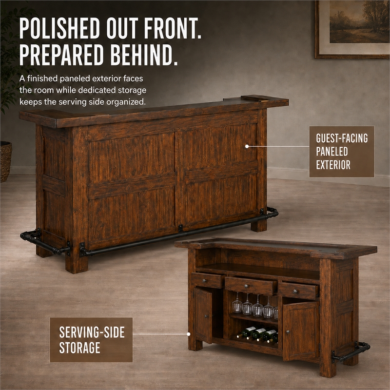 Pemberley Row Mahogany Medium Brown Bar Unit Rectangular Distressed 43