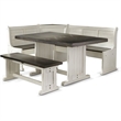Pemberley Row Mahogany Wood Off White Dark Brown Breakfast Nook Set Rectangular Reversible 75