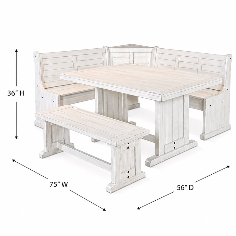 Pemberley Row Mahogany Marble White Breakfast Nook Set Rectangular Reversible