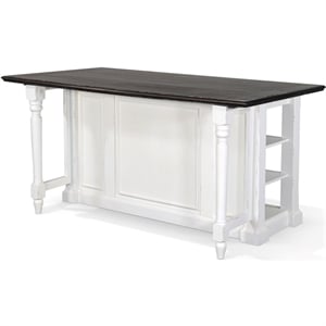 Pemberly Row Farmhouse 71.5&quot Wood Kitchen Island in White and Dark Brown