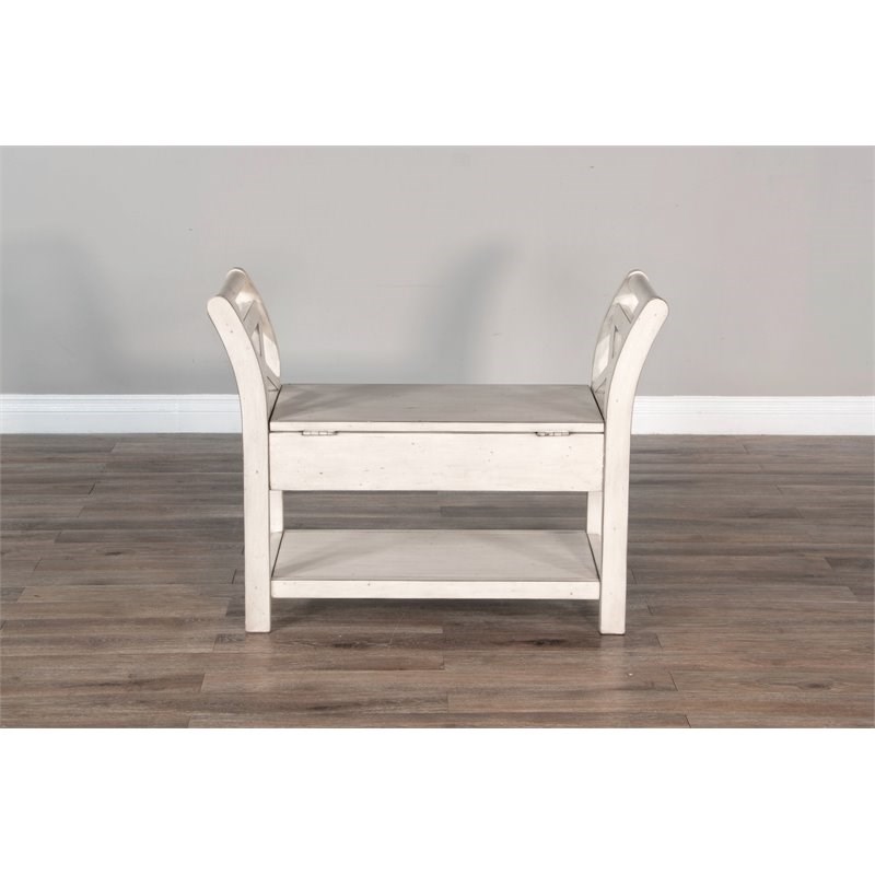 Pemberley Row Wood Marble White Accent Bench Rectangular Storage 36