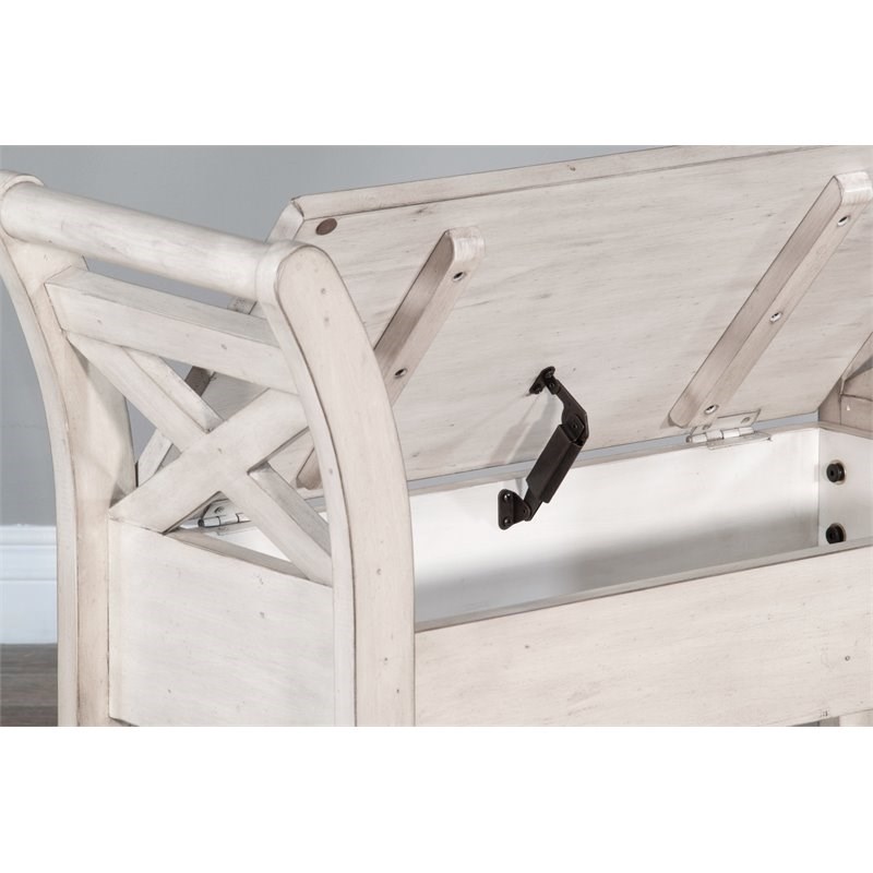 Pemberley Row Wood Marble White Accent Bench Rectangular Storage 36