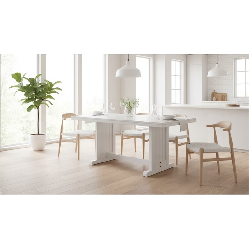 Pemberley Row Wood White Dining Table Rectangular 60