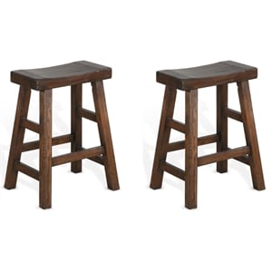 Pemberley Row Mahogany Dark Chocolate Stool Saddle Seat 24&quot Unassembled