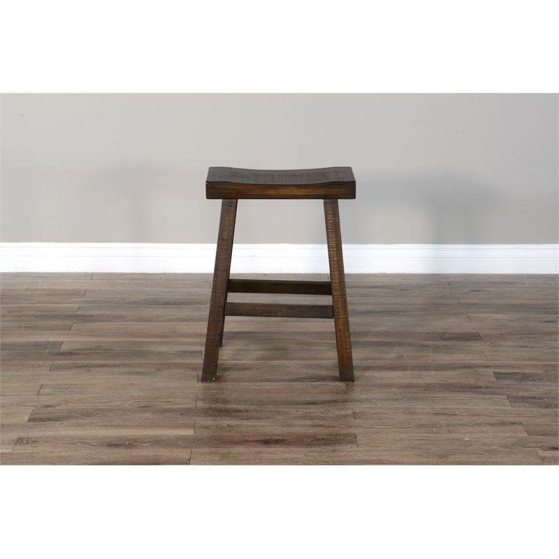Pemberley Row Wood Tobacco Bar Stool Saddle Seat with Footrest 24