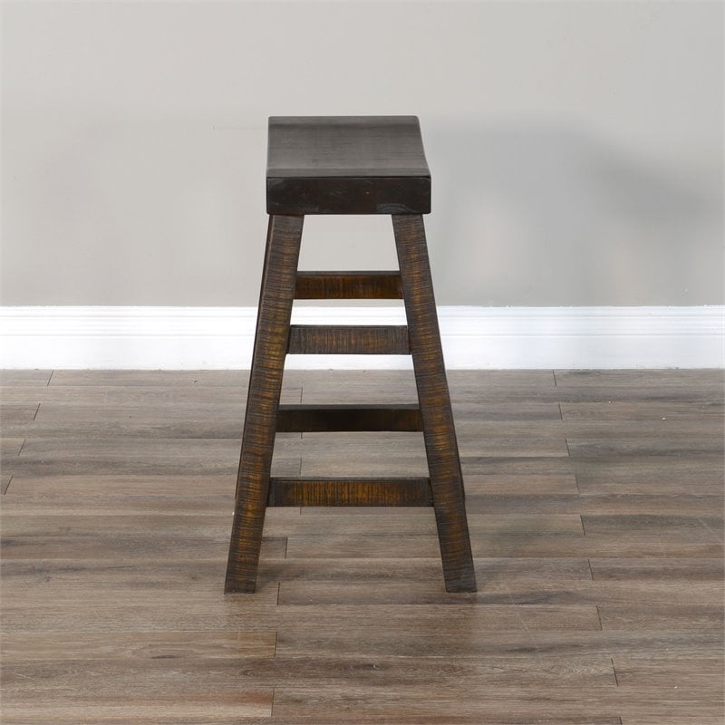 Pemberley Row Wood Tobacco Bar Stool Saddle Seat with Footrest 24