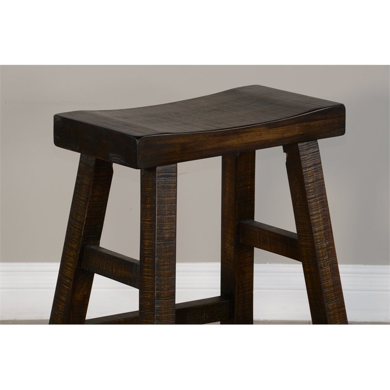Pemberley Row Wood Tobacco Bar Stool Saddle Seat with Footrest 24