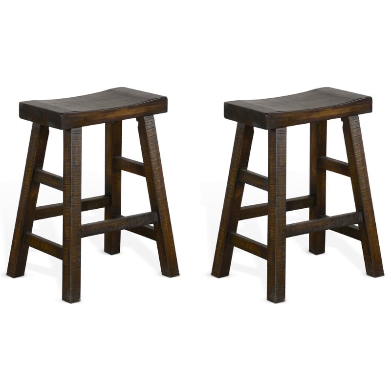 Pemberley Row Wood Tobacco Bar Stool Saddle Seat with Footrest 24