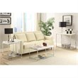 Pemberly Row Modern Clear Glass Console Table in Chrome Metal Finish
