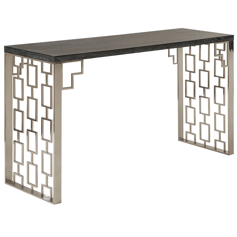 Pemberly Row Modern Metal Base Console in Charcoal