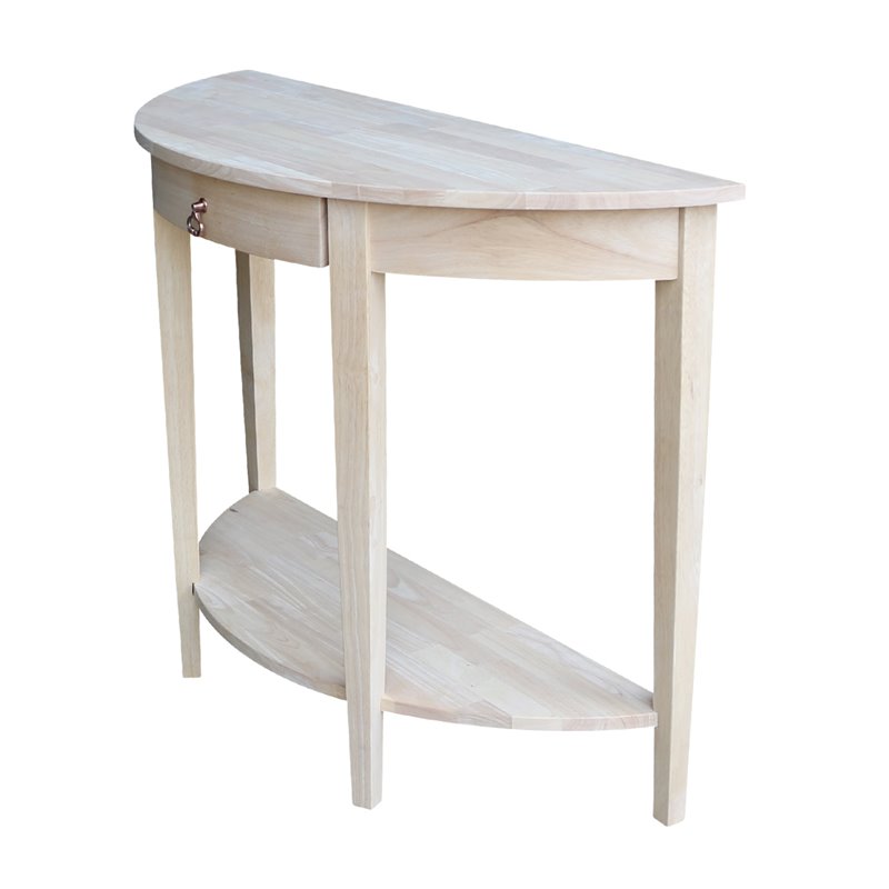 Pemberly Row Transitional Unfinished Half Moon Console Table