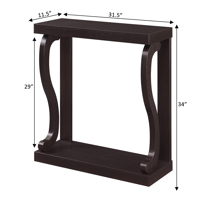 Pemberly Row Modern Console Table in Espresso Wood Finish