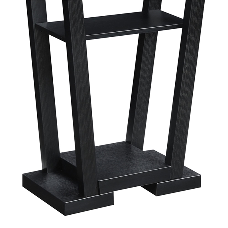 Pemberly Row Transitional V Console Table in Black Wood Finish