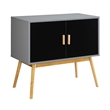 Pemberly Row Mid Century Storage Console Table in Gray and Black Wood Finish