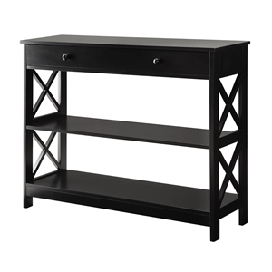 Pemberly Row Transitional Console Table with Drawer in Black Wood Finish