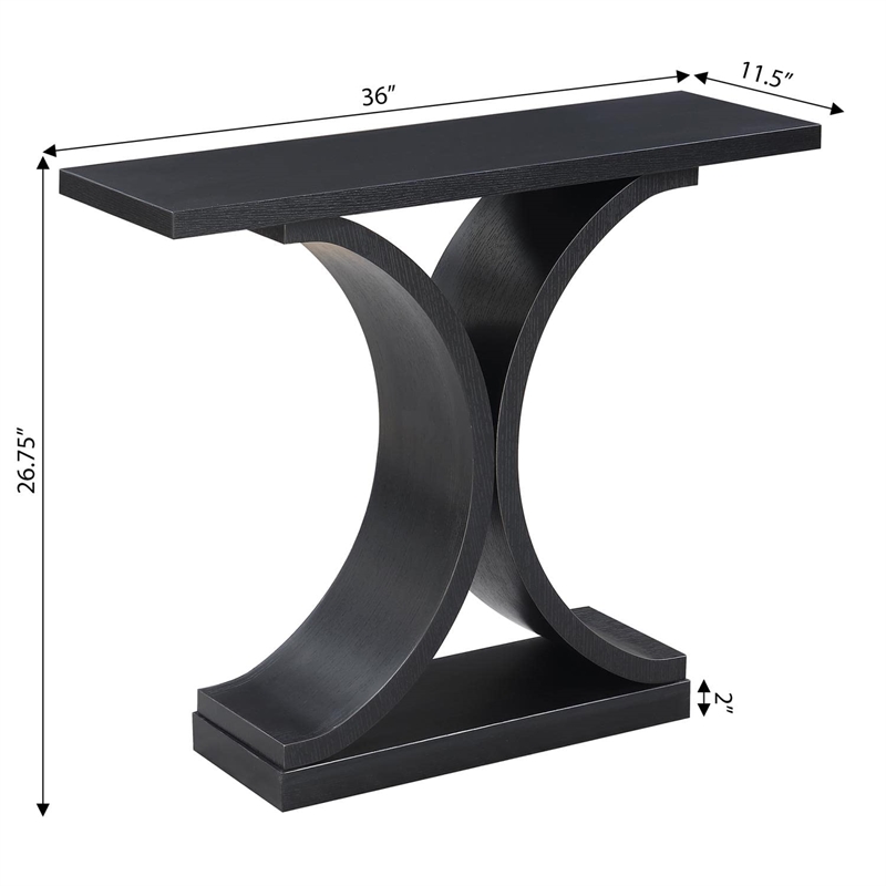 Pemberley Row Hollow Core Black Console Table Rectangular 30