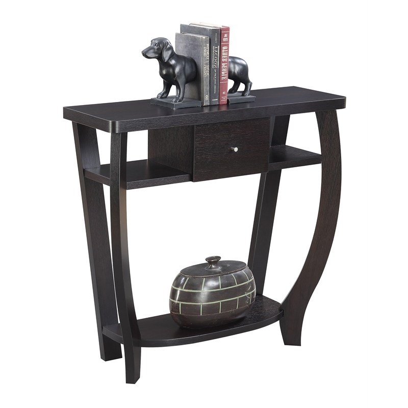 Pemberly Row Modern Console Table in Espresso Wood Finish