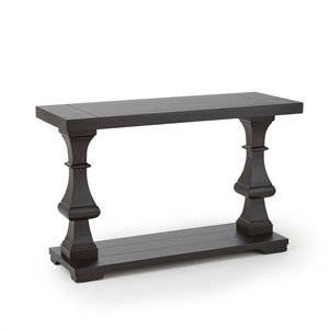 Pemberly Row Wood Console Table with Plank Topped Detail in Ebony