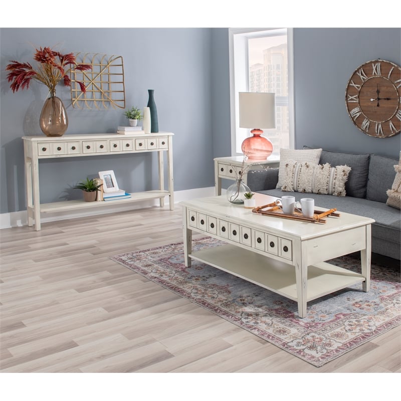 Pemberley Row Wood Cream Console Table Rectangular Slimline 60