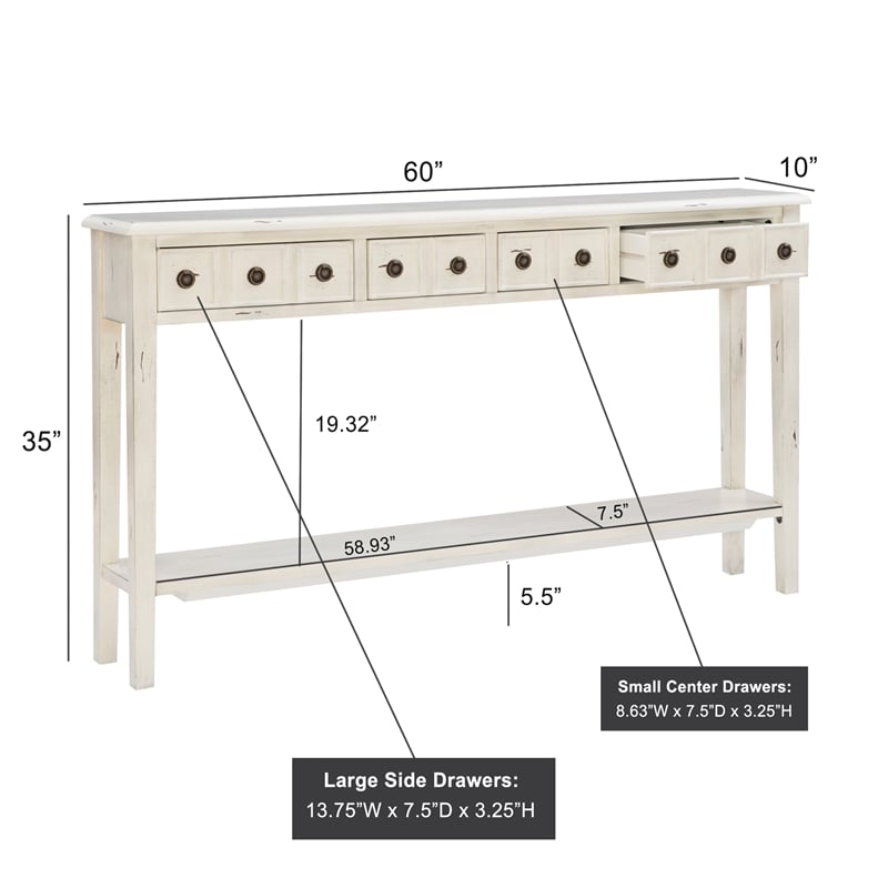 Pemberley Row Wood Cream Console Table Rectangular Slimline 60