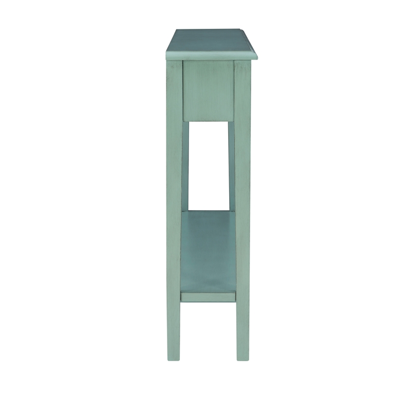 Pemberley Row Wood Teal Blue Console Table Rectangular Slimline 60