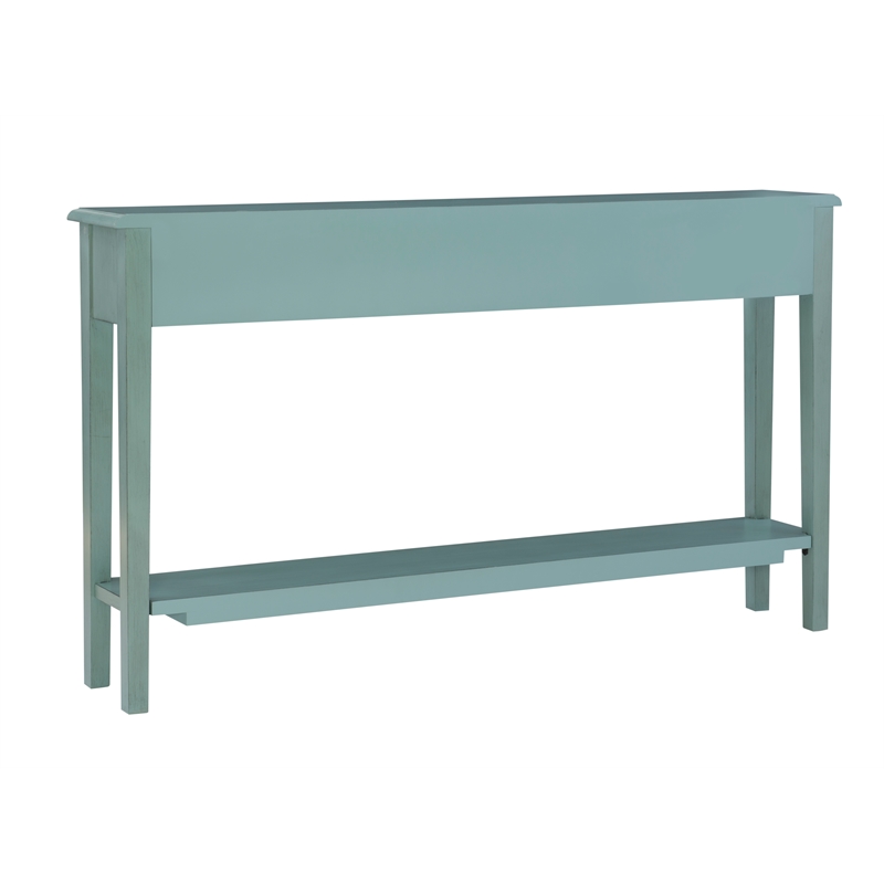 Pemberley Row Wood Teal Blue Console Table Rectangular Slimline 60