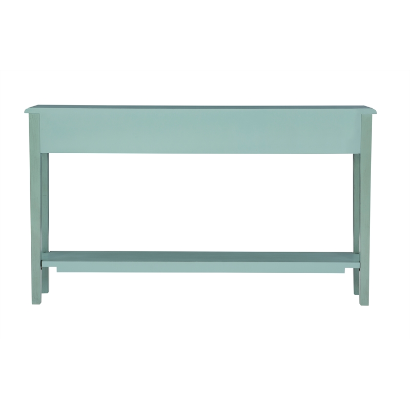 Pemberley Row Wood Teal Blue Console Table Rectangular Slimline 60