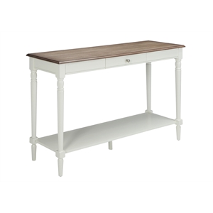 Pemberly Row Traditional Console Table with Drawer in Driftwood and White Wood