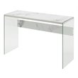 Pemberly Row Contemporary Console Table in Faux White Marble Wood Finish
