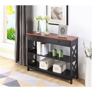 Pemberley Row MDF Cherry Black Console Table Rectangular Concealed Storage 31.5&quot H x 39.5&quot W x 12&quot D