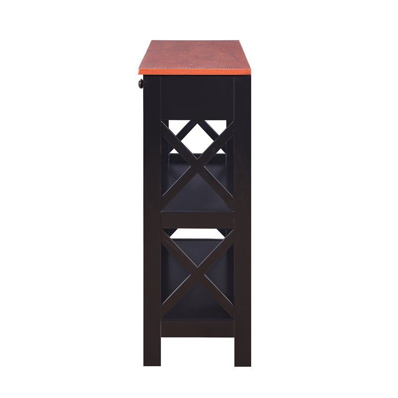 Pemberley Row MDF Cherry Black Console Table Rectangular Concealed Storage 31.5