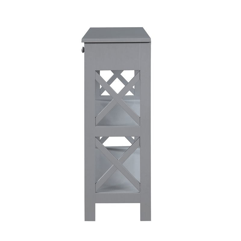 Pemberly Row Transitional One-Drawer Console Table in Gray Wood Finish