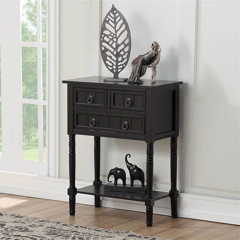 Pemberley Row MDF Black Console Table Rectangular Transitional 30.75