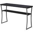 Pemberly Row Farmhouse Console Table in Black Wood Grain and Metal Frame