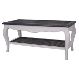 Pemberly Row Modern Carved 2-Tier Wood Coffee Table in Black