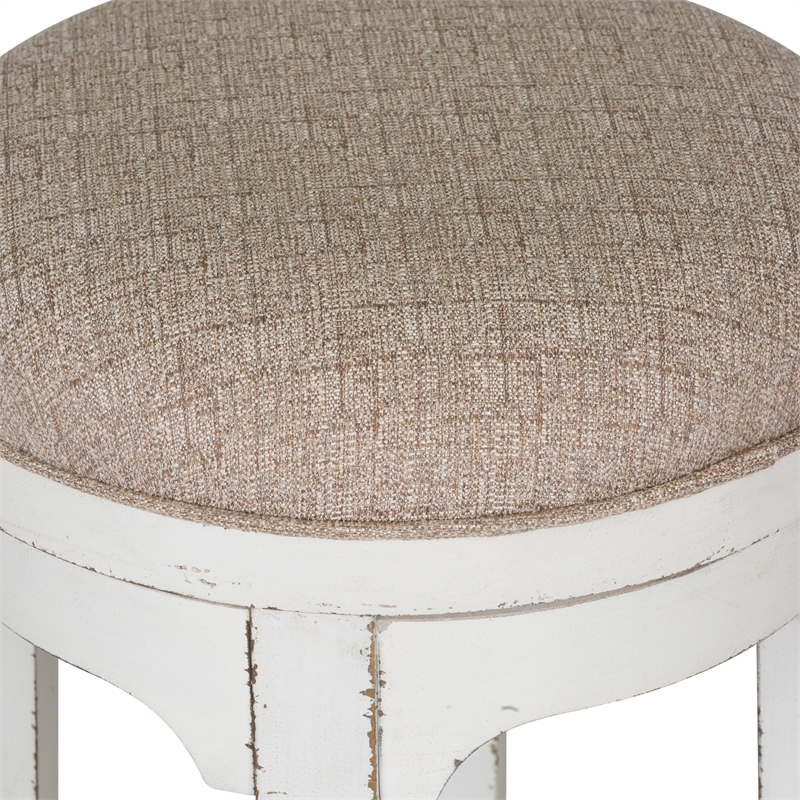 Pemberly Row Traditional Wood Console Swivel Stool in White