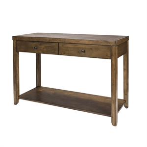 Pemberley Row Wood Brown Sofa Table Rectangular Bottom Shelf for Storage