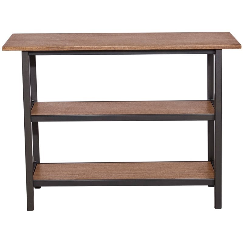 Pemberly Row Modern Contemporary 3-Tier Console Table in Brown