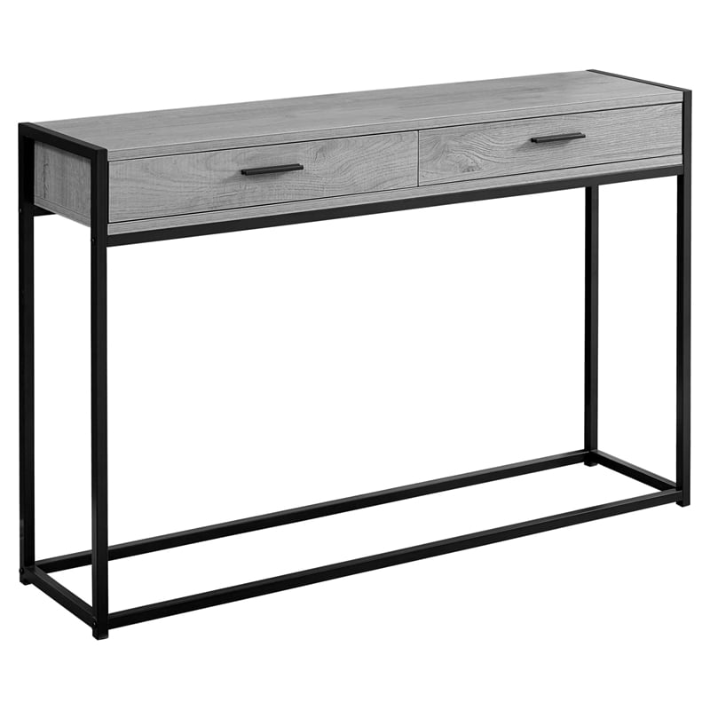 Pemberly Row 2 Drawer Accent Console Table in Gray and Black