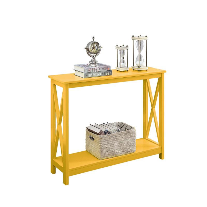 Pemberly Row Transitional Console Table in Yellow Wood Finish