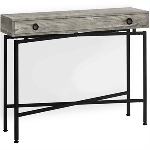 Pemberly Row 42&quot Mid Century Modern Wood Top Console Table in Gray and Black