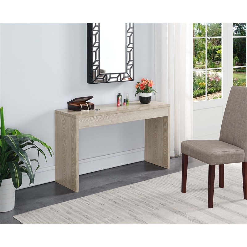 Pemberly Row Traditional Console Table in White Wood Grain Finish