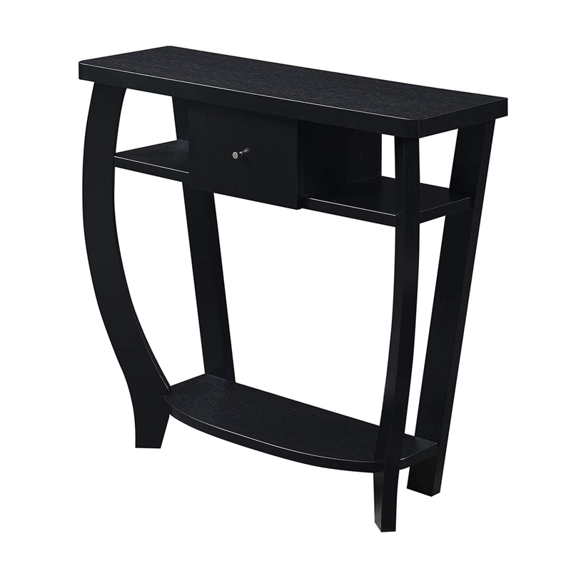 Pemberly Row Contemporary Console Table in Black Wood Finish